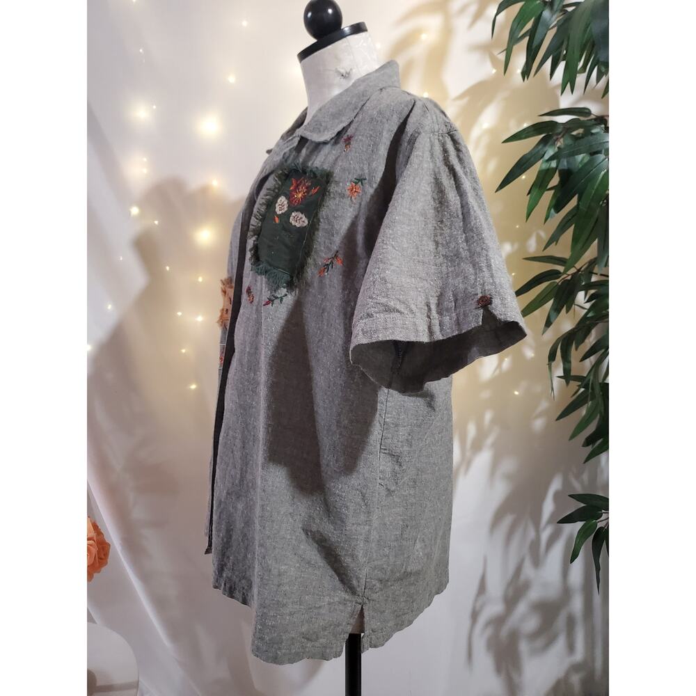Vtg Bobbie Brooks Layered Embroidered Patch Button Top Size XL Cottage Hippie - Picture 8 of 13